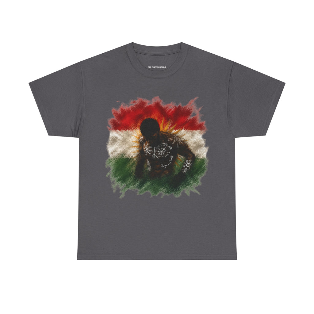 Kurdish Flag T-Shirt, Fighter Silhouette - Kurdish Pride Edition