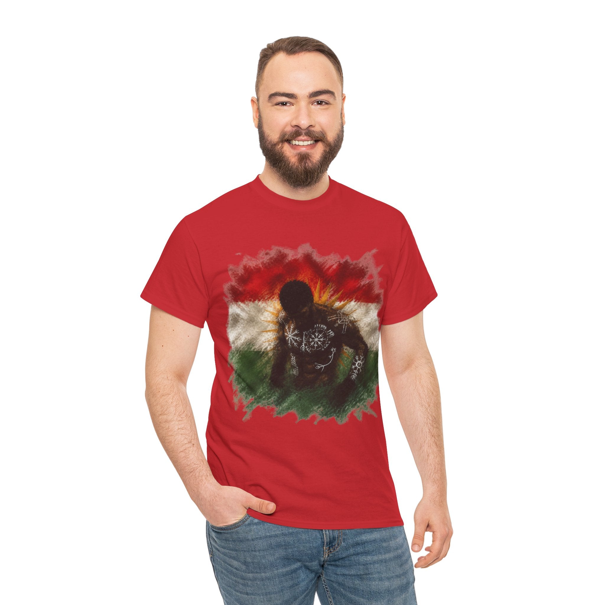Kurdish Flag T-Shirt, Fighter Silhouette - Kurdish Pride Edition