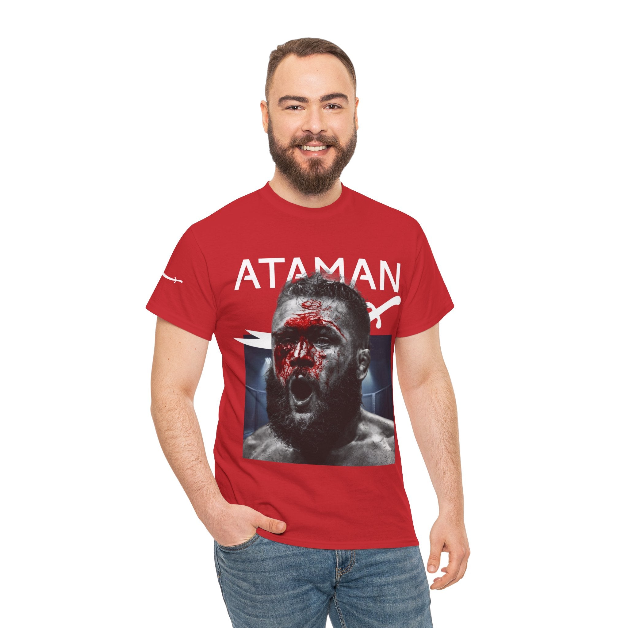 V2 Ataman MMA Fighter T-Shirt — Combat Sports Graphic Tee for Fight Fans (Sword)