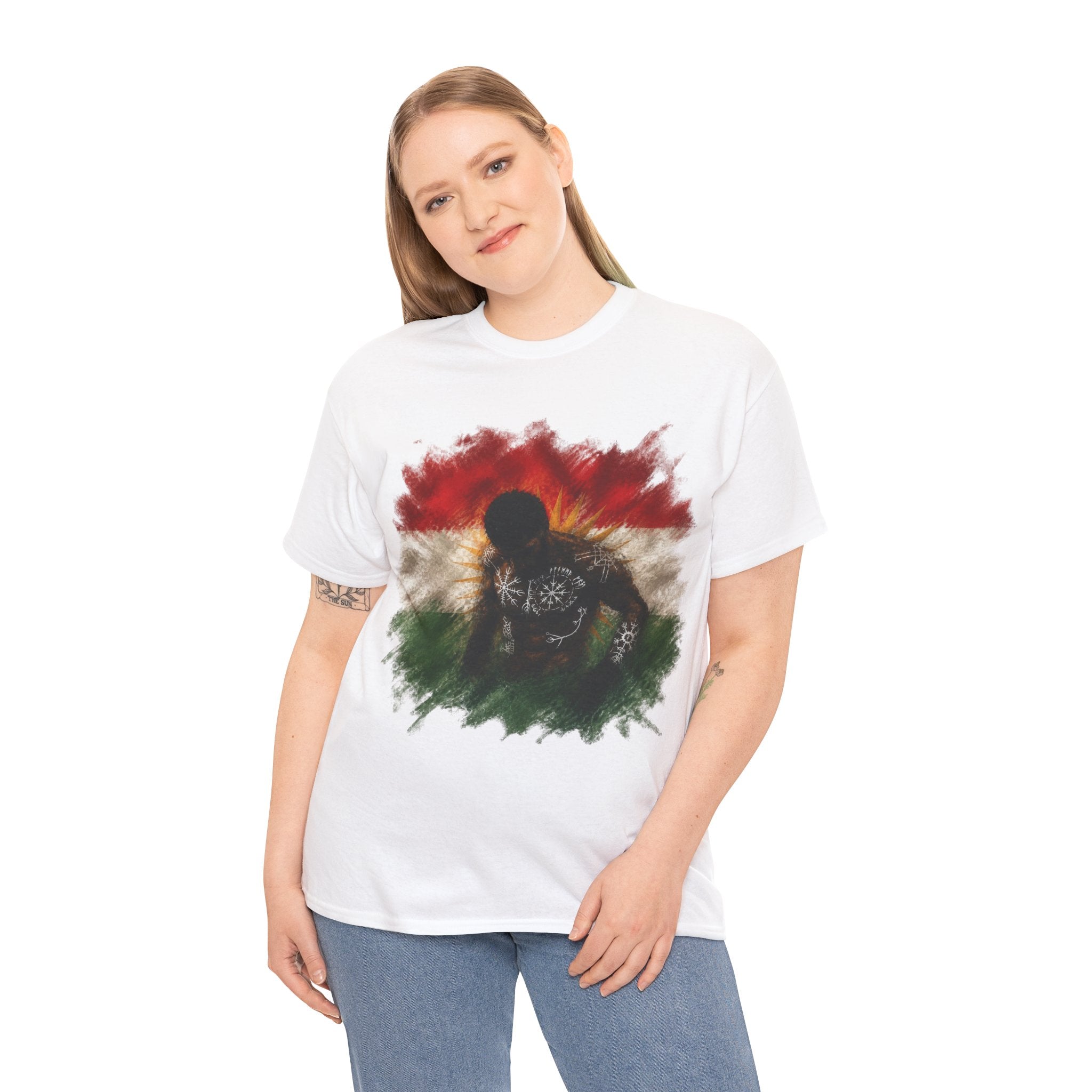 Kurdish Flag T-Shirt, Fighter Silhouette - Kurdish Pride Edition