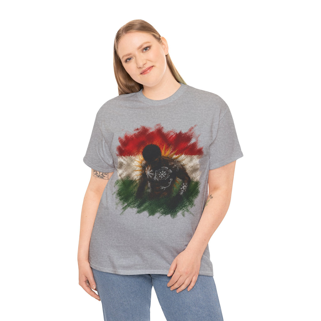 Kurdish Flag T-Shirt, Fighter Silhouette - Kurdish Pride Edition