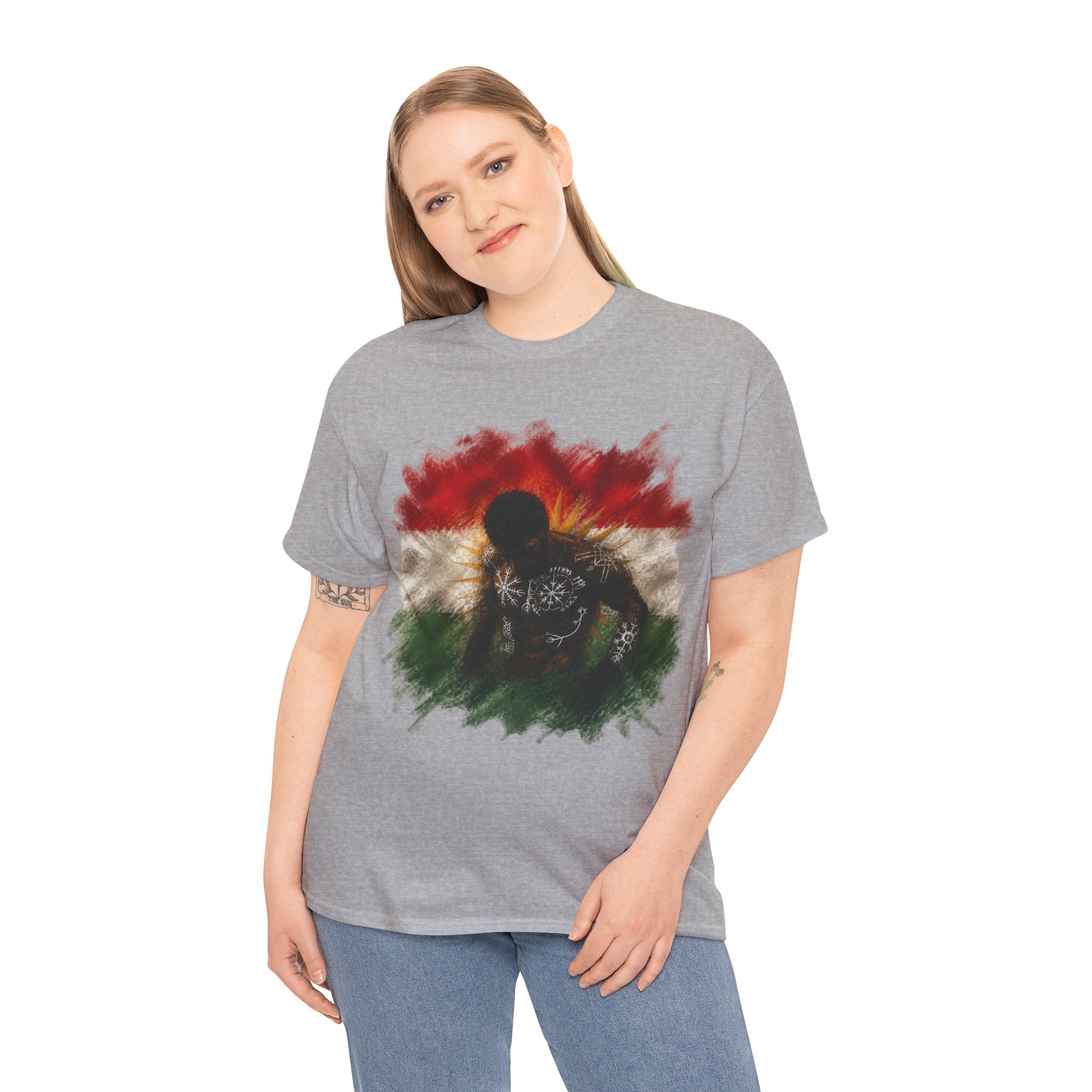 Kurdish Flag T-Shirt, Fighter Silhouette - Kurdish Pride Edition