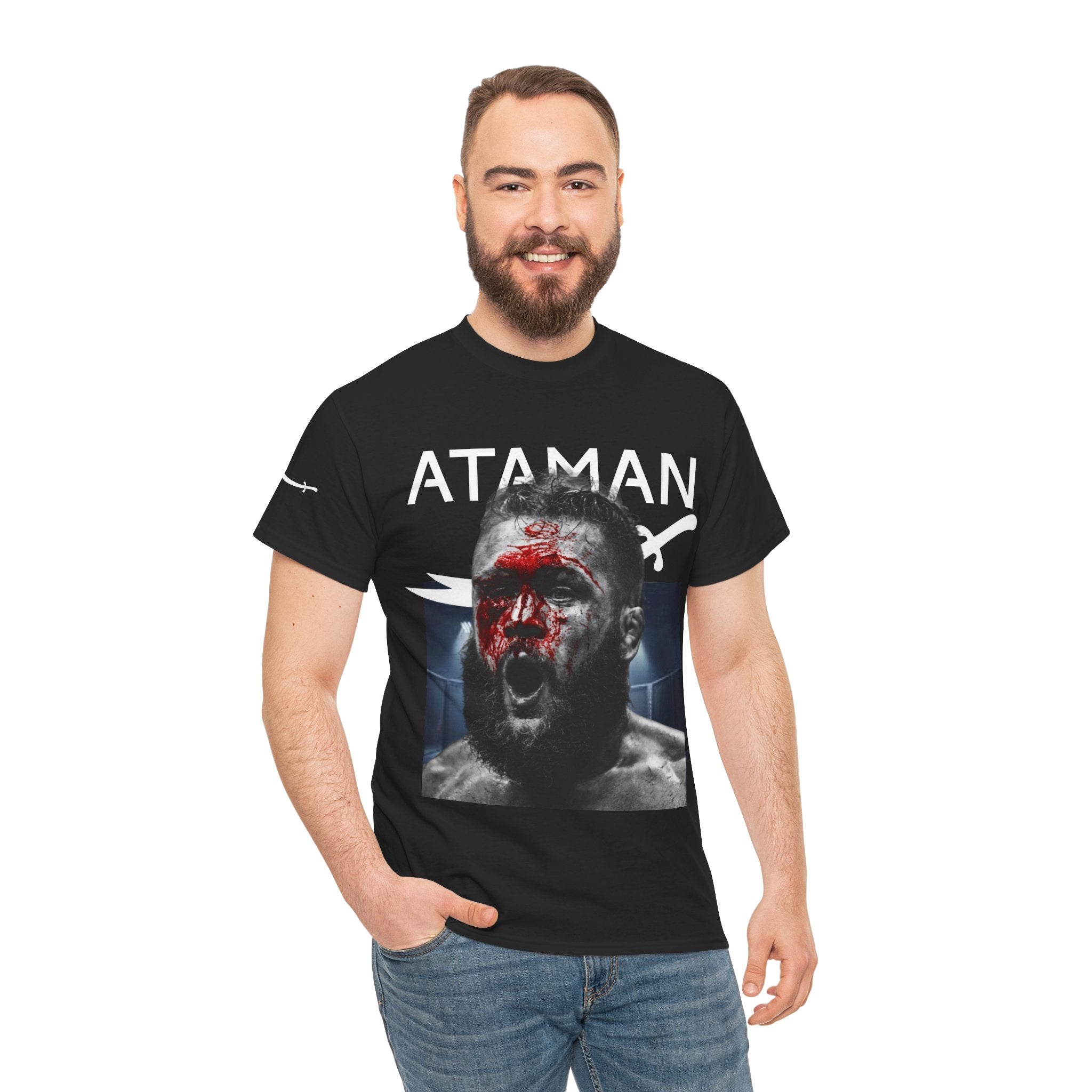 V2 Ataman MMA Fighter T-Shirt — Combat Sports Graphic Tee for Fight Fans (Sword)