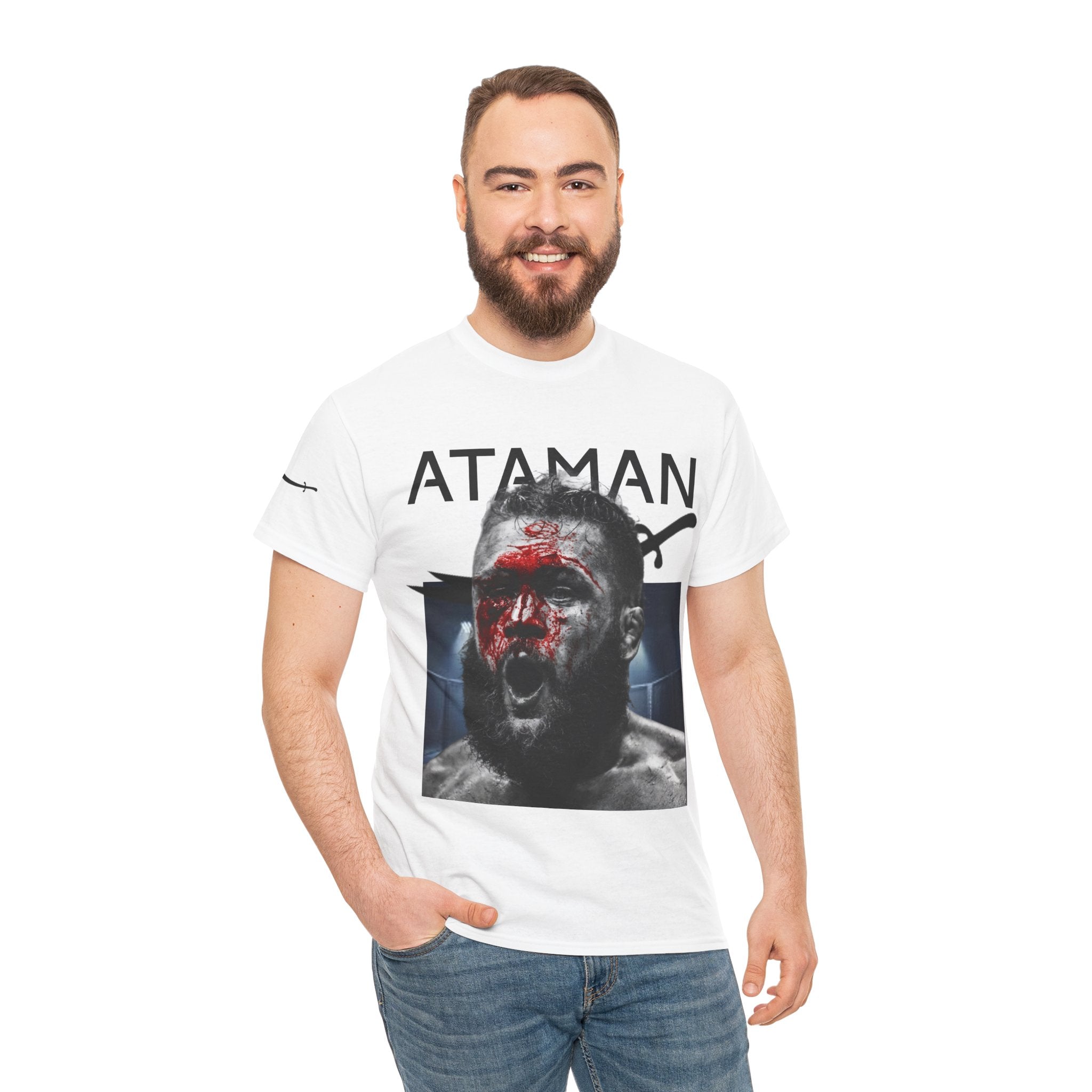 V2 Ataman MMA Fighter T-Shirt — Combat Sports Graphic Tee for Fight Fans (Sword)