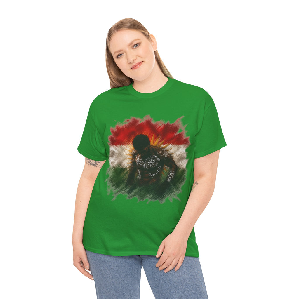Kurdish Flag T-Shirt, Fighter Silhouette - Kurdish Pride Edition