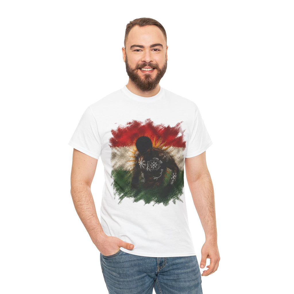 Kurdish Flag T-Shirt, Fighter Silhouette - Kurdish Pride Edition