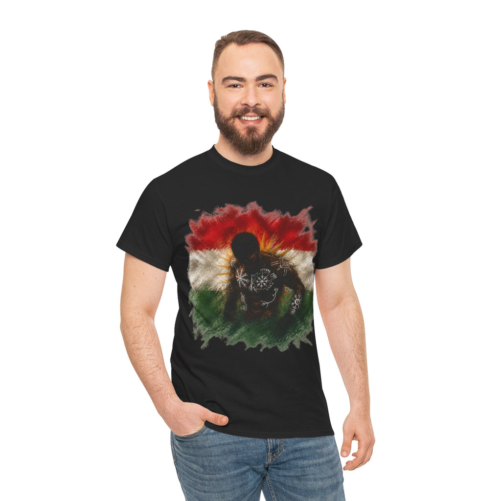 Kurdish Flag T-Shirt, Fighter Silhouette - Kurdish Pride Edition