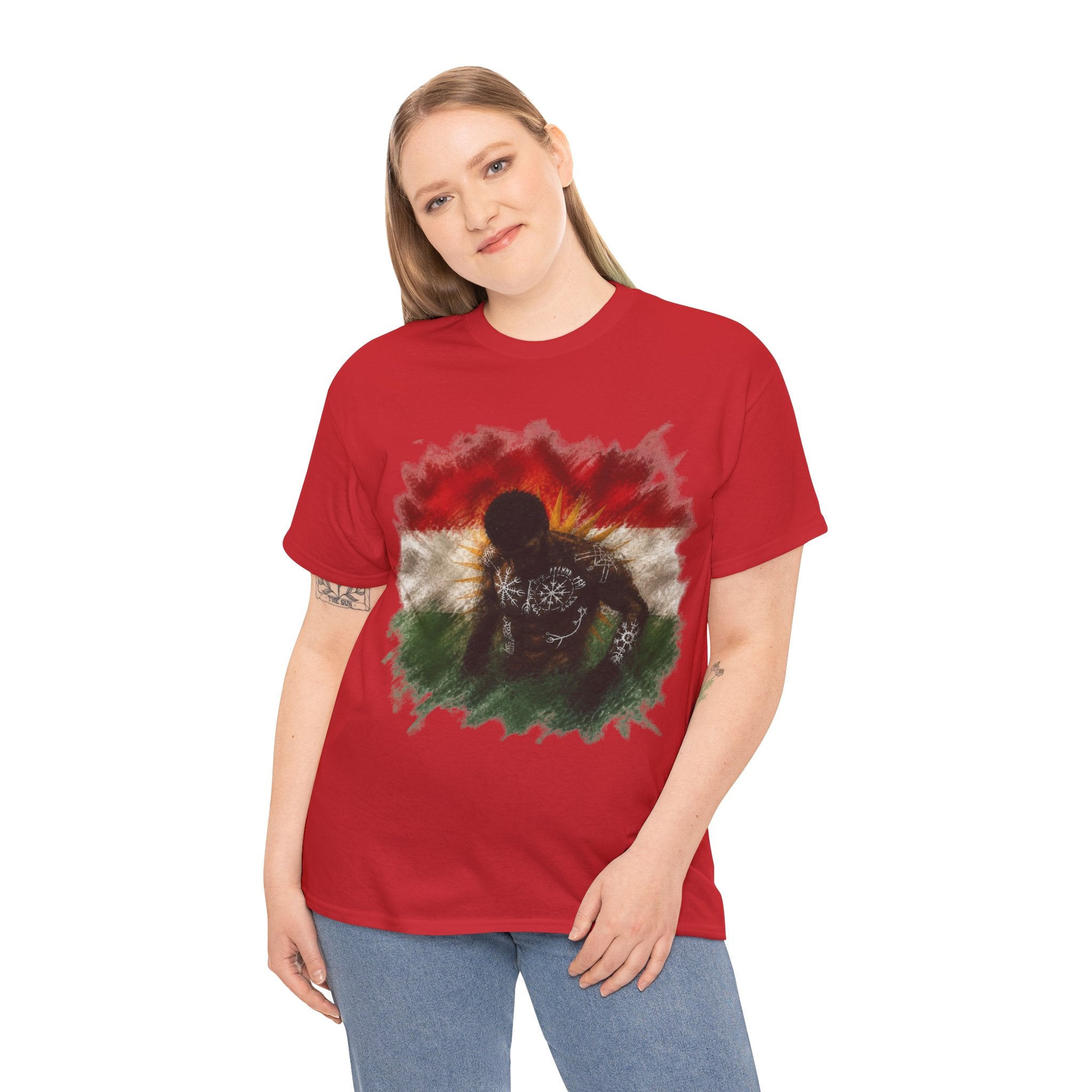 Kurdish Flag T-Shirt, Fighter Silhouette - Kurdish Pride Edition